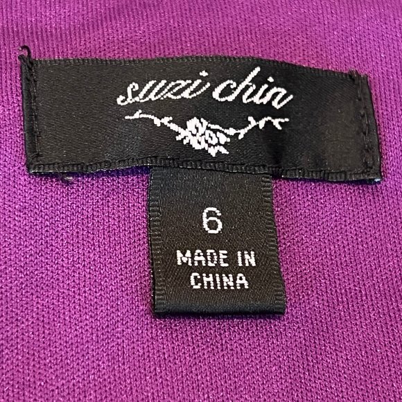 Elegant & Classic! Suzi Chin Purple Draped Body Conscious Dress Size 6 - Picture 5 of 11